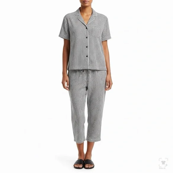 Ralph Lauren Black and White Striped Pajama Set - Picture 2 of 10